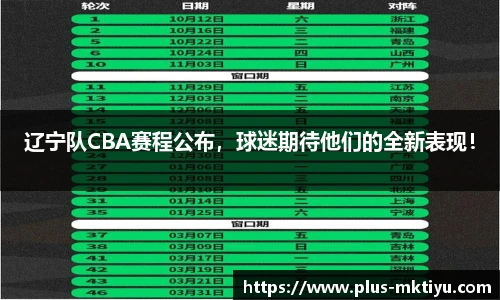 辽宁队CBA赛程公布，球迷期待他们的全新表现！